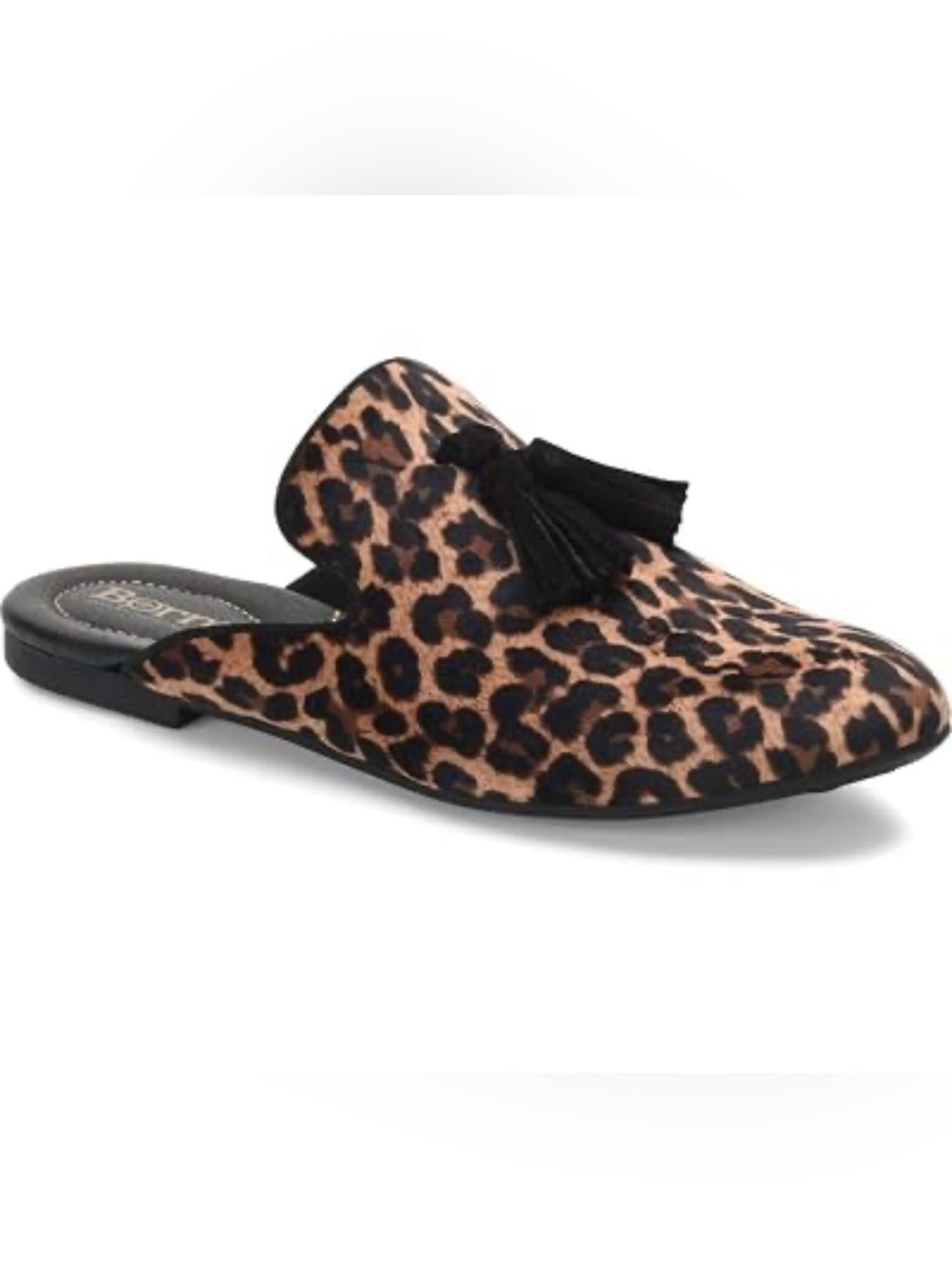 Born‎ Leopard Tassel Slip-On Mules in Tan and Black